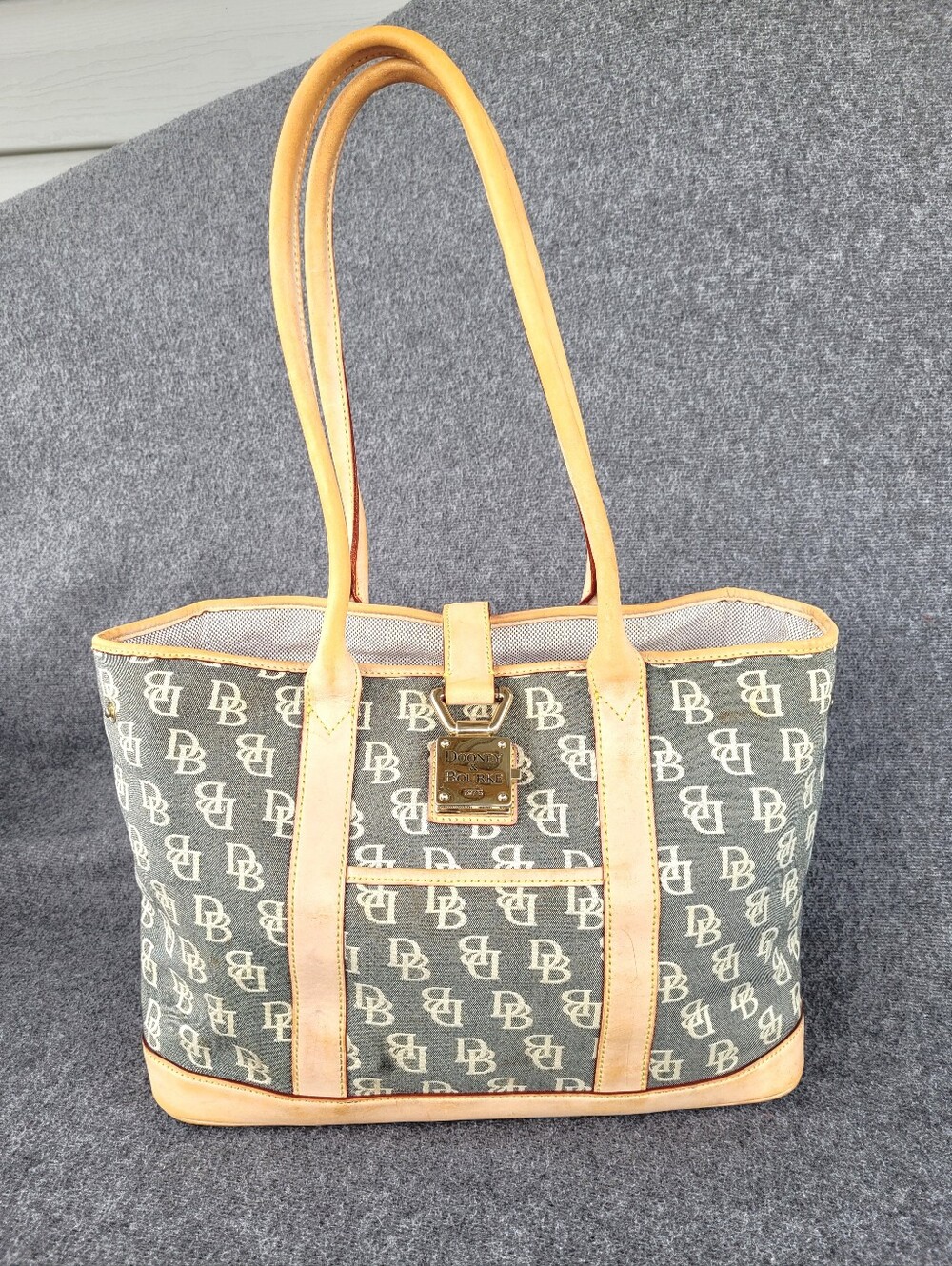 Vintage Dooney & Bourke Canvas and Leather Large Tote Handbag